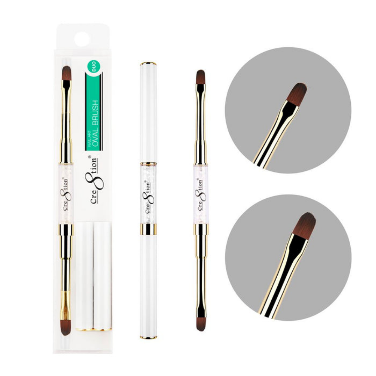 Cre8tion Duo Nail Art Brush Oval #8 - Oval #10